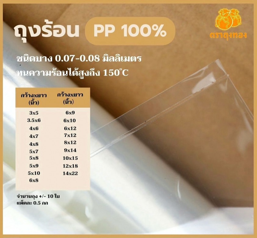 ถุงร้อน PP ชนิดบาง ราคา